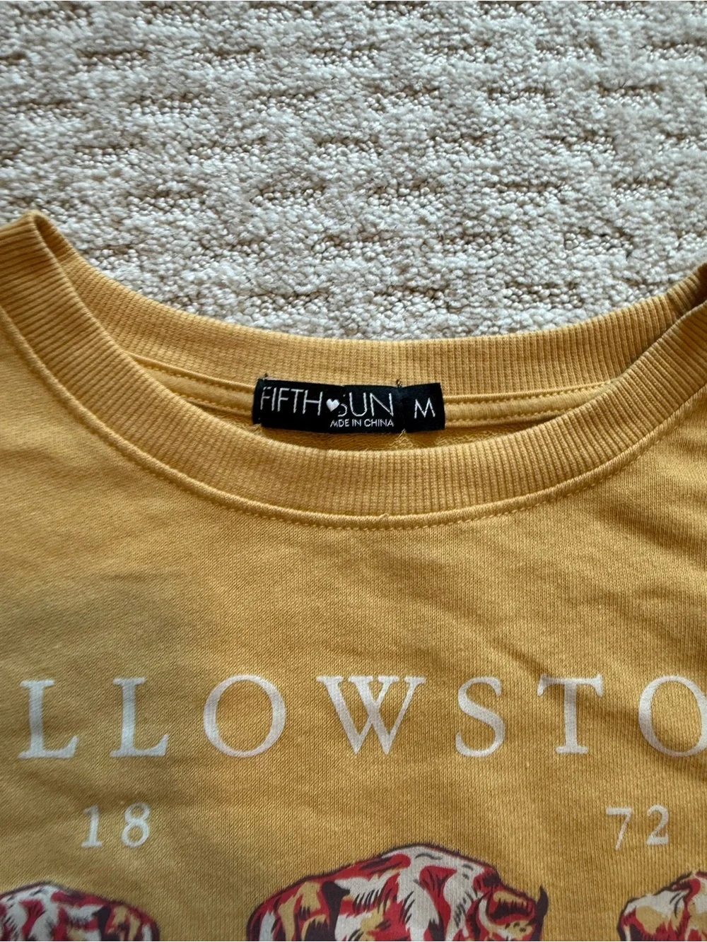 Fifth Sun Mustard Yellowstone Wyoming Crewneck